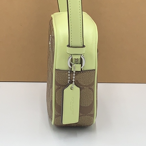NEW! COACH Mini Jamie Camera Bag In Signature Canvas - Silver/Khaki/Pale Lime - Picture 5 of 16